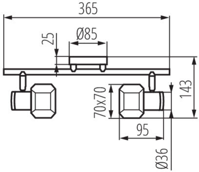 GLASO Deckenleuchte 2xG9 Chrom 37cm Kanlux