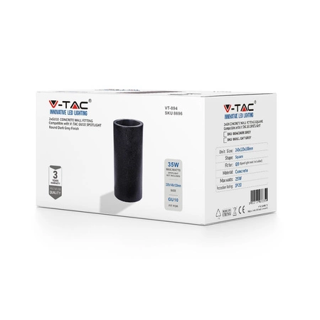 LED-Wandleuchte GU10 Beton-Fassadenleuchte Dunkelgrau Tuba IP20 VT-894 V-TAC