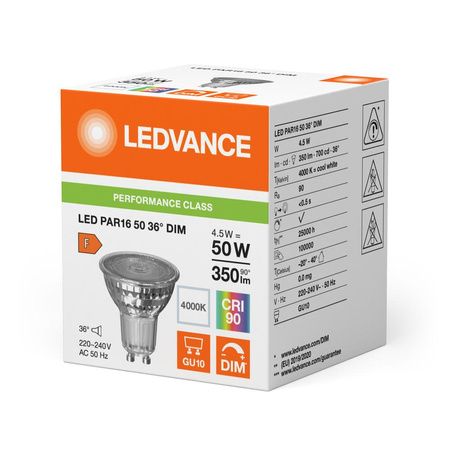 LED Lampen PAR16 GU10 4.5W = 50W 350lm 4000K Neutralweiß 36° DIMMABLE LEDVANCE