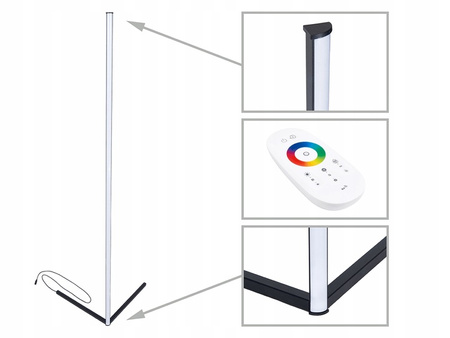 Eck-Stehleuchte Schwarz 20W RGB-Farbwechsel Fernbedienung