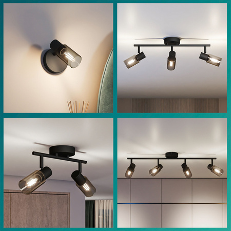 Reflektor-Deckenleuchte 3x E14 Schwarz Palmen Philips