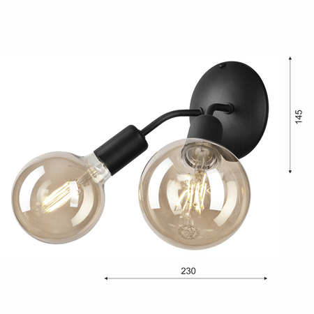 Wandleuchte VIGGO 2xE27 Schwarz KM-2.122 Lamkur