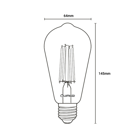 6x LED Lampen E27, Glühbirne ST64 6W = 50W 660lm 360° 2200K warm Glühfaden Edison Amber LUMILED