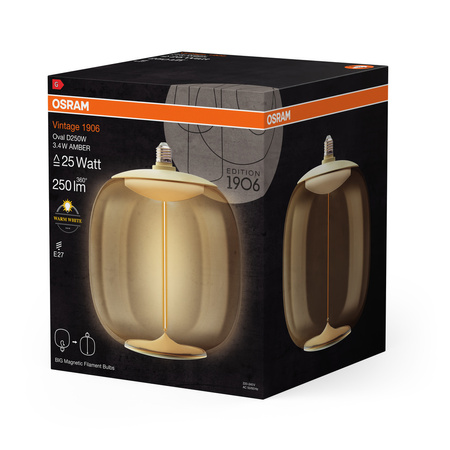 Dekorative LED-Glühbirne E27 3.4W = 25W 250lm 2700K Warm 320° Amber Filament Vintage 1906 Osram