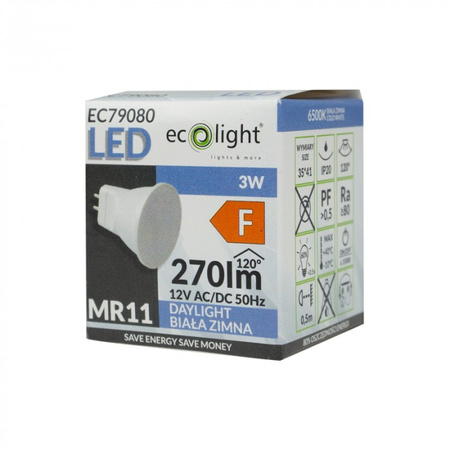 LED-Reflektor-Lampe MR11 3W 270lm 6500K Kalt 12V Ecolight