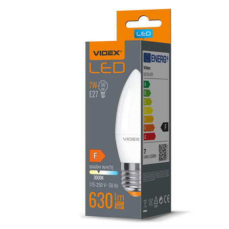 LED Lampen E27 C37 Kerze 7W = 50W 630lm 3000K Warm 220° Videx