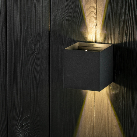 LED-Gartenwandleuchte 2x4W 3000K Nach oben und unten verstellbar Schwarz RIKO KOBI