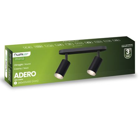 LED-Spot-Reflektor-Deckenleuchte 2x GU10 IP44 ADERO Schwarz Lumiled