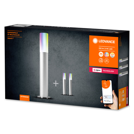 3x LED Gartenmast im Freien stehend 3W 420lm RGBW 3P Dimmbar IP65 Grau SMART+ ZigBee Garten Ledvance