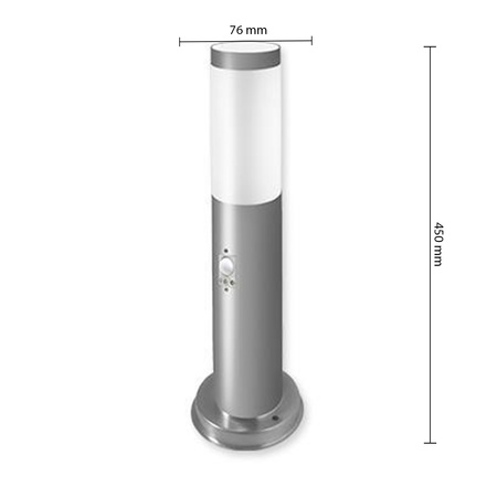 LED Garten Standing Outdoor E27 Pole Lampe mit Bewegungs- und Dämmerungssensor Silber IP44 Manila 45cm Masterled