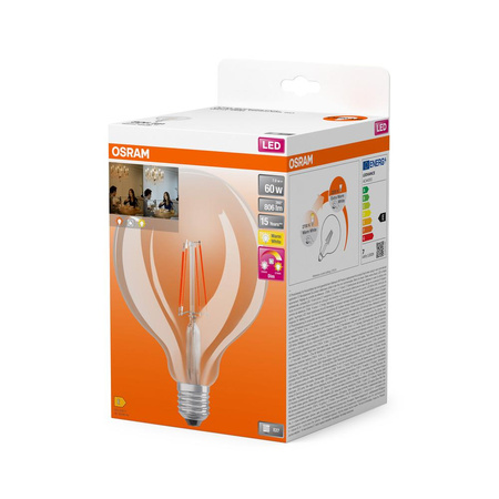 LED-Lampe G124 Sphere E27 7W = 60W 806lm 2200-2700K CCT 320° Dimmbar SUPERSTAR Osram