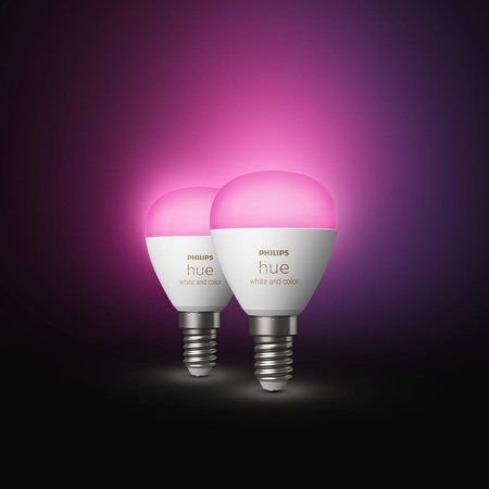 2PAK LED-Glühbirne E14 P45 5.1W CCT RGB PHILIPS HUE Weiß & COLOR Ambiente Bluetooth Zigbee