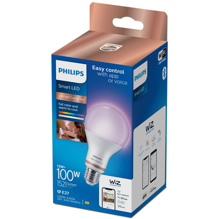 LED-Lampe E27 A67 13W = 100W 2200-6500K TW + RGB SMART WiFi Philips WiZ