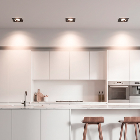 Einbaustrahler GU10, MR16 Einbauspot HALOGEN Quadrat beweglich Schwarz CASSIO LUMILED