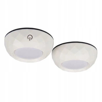 2x LED selbstklebende runde Unterschrankleuchte 4000K 3xAAA batteriebetrieben Weiß