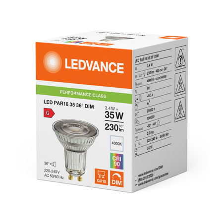 LED Lampen PAR16 GU10 3.4W = 35W 230lm 4000K Neutralweiß 36° DIMMABLE LEDVANCE