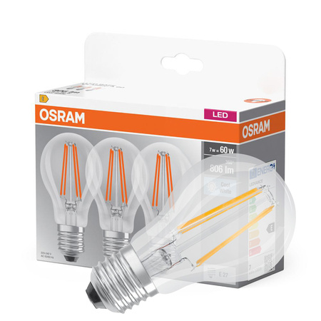 3x LED Lampe E27 A60 6,5W = 60W 806lm 4000K Neutral 360° OSRAM