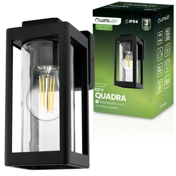 Wandleuchte Außen E27, Garten-Wandleuchte Schwarz QUADRA LUMILED