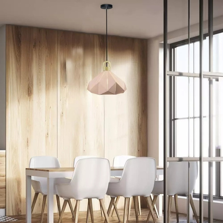 Hängeleuchte E27 Geometrisch rosa mit Holzoberfläche PASTEL PRISM D:320*270MM VT-7323 V-TAC