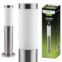 Gartenleuchte E27, Außenstehleuchte Pollerleuchte 45cm INOX LILIUM LUMILED