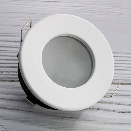 Set HALOGEN Hermetische Badezimmerleuchte PODBITKA AQUS Weiß IP44 + LED GU10 6W Neutrale Farbe