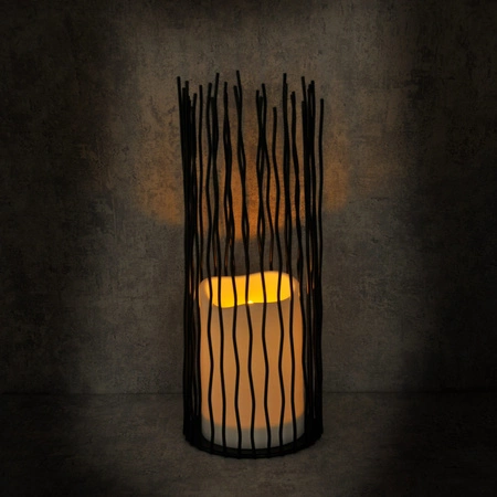 LED-Gartenlampe batteriebetriebene LED-LATERNE NYBORG 35cm IP44 2xAA schwarzes Metall GOLDLUX (Polux)