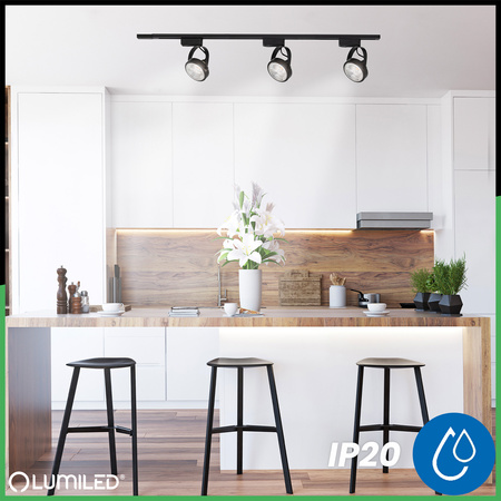 1.5m Stromschiene + 3x Schienenstrahler GU10 AR111 Schwarz VICTUS LUMILED