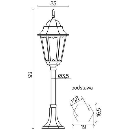 Außenstehende Gartenleuchte Retro Classic II K 5002/3 H E27 85cm Su-Ma