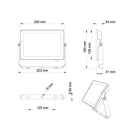 LED-Flutlicht Reflektor 50W 4750lm 6500K IP65 Schwarz ProjectLine Philips