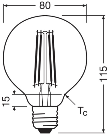 LED-Lampe G80 Sphere E27 2.2W = 40W 470lm 2700K Warm 330° Filament CLASSIC ENERGY EFFICIENCY Osram