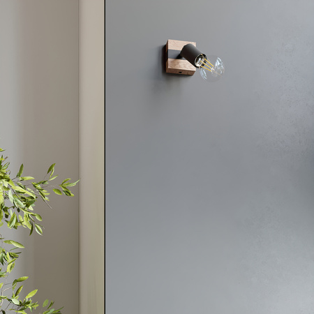 Wandleuchte ZUCA E27 Schwarz Holz Modern SOLLUX