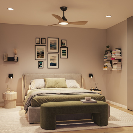 Deckenventilator 28W LED-Deckenleuchte 24W 2650lm 3000/4300/6500K CCT Schwarz Braun + Pilot Olas Philips