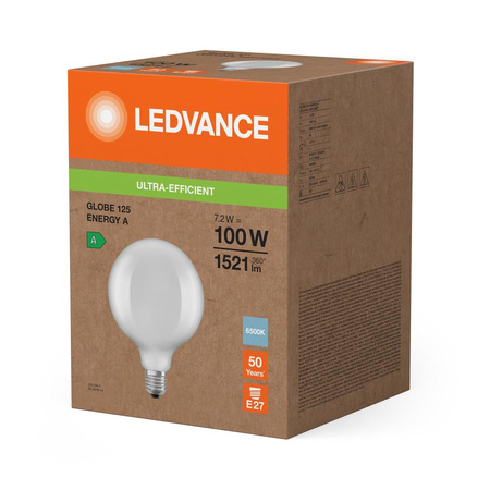 LED-Glühbirne Ball E27 G125 7.2W = 100W 1521lm 6500K Cold 330° Ledvance