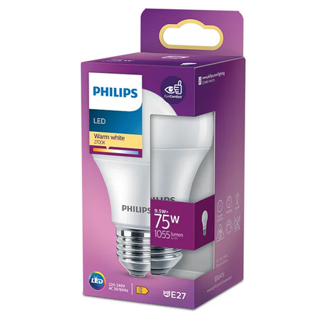 LED Lampen E27 A60 9.5W = 75W 1055lm 2700K Warmweiß PHILIPS