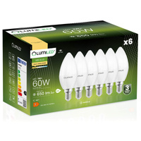 6x LED Lampen E14, Kerzenform Lampe B35 7W = 60W 650lm 180° 3000K warm LUMILED