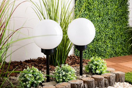 Solar-LED-Lampe, Solar Gartenleuchte IP44 6500K 20cm Kugelleuchte Weiße ATRIS LUMILED