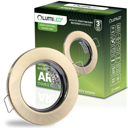 Einbaustrahler GU10, MR16 Einbauspot HALOGEN Runde Fest Antik Blech ARDALI LUMILED