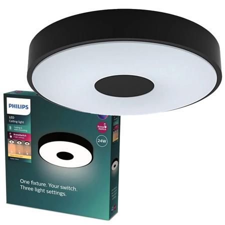 LED Plafond Deckenleuchte 24W 2800lm 4000K SceneSwitch Schwarz Coiner Philips