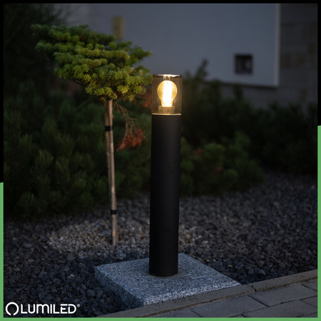 Stehende Gartenlampe für E27 Glühbirne Schwarzes Glas IP54 60 cm SALVIA LUMILED