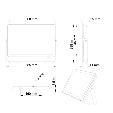 LED-Flutlicht Reflektor 150W 14250lm 6500K IP65 Schwarz ProjectLine Philips