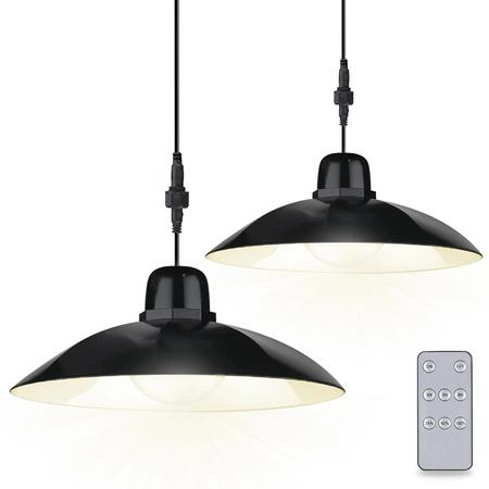 2x HELIA Solar LED Kronleuchter Garten Pendel Decke Sensor Pilot Panel LUMILED