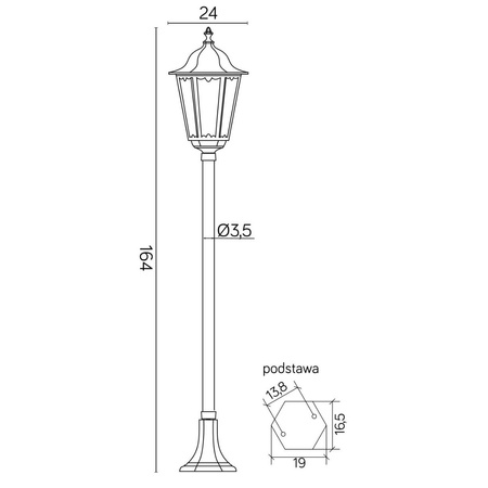 Außengartenlampe LATERNE E27 Retro Classic K 5002/1 164cm schwarz Su-Ma