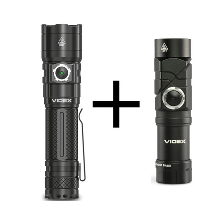 Set aus 2 Videx Taschenlampen – Wasserdicht, Wiederaufladbar, 10W 600lm + 20W 4000lm