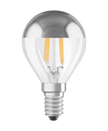 LED-Lampe P45 Ball E14 4W = 31W 350lm 2700K Warm 300° Silber Retrofit Glühfaden CLASSIC Osram