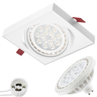 Set aus GU10 ES111 quadratischer, beweglicher Einbauleuchte, weiß, Carpi LUMILED + GU10 ES111 LED Lampen 15 W, 3000 K