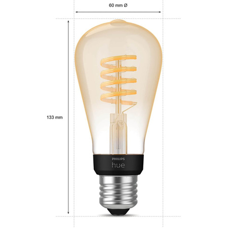 LED Edison E27 ST64 7W CCT PHILIPS HUE Weiß & Ambiance Glühfaden Bluetooth Zigbee Glühbirne