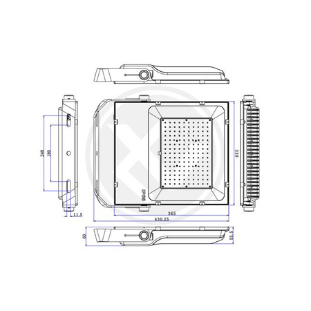 Halogenstrahler LED PX-150W 18000lm 5000K Kalt IP65 IK08 Masterled