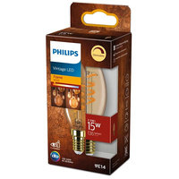 LED-Kerzenlampe E14 B35 2,5W = 15W 136lm 1800K warmes Filament bernsteinfarben PHILIPS dimmbar