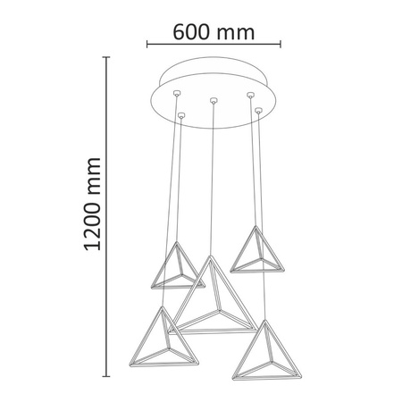 Deckenleuchte Kronleuchter 5x Dreiecke 80W 120cm - GOLDLUX (Polux)