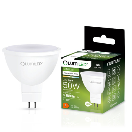 LED Lampen GU5.3, Glühbirne MR16 6W = 50W 580lm 120° 4000K neutral LUMILED